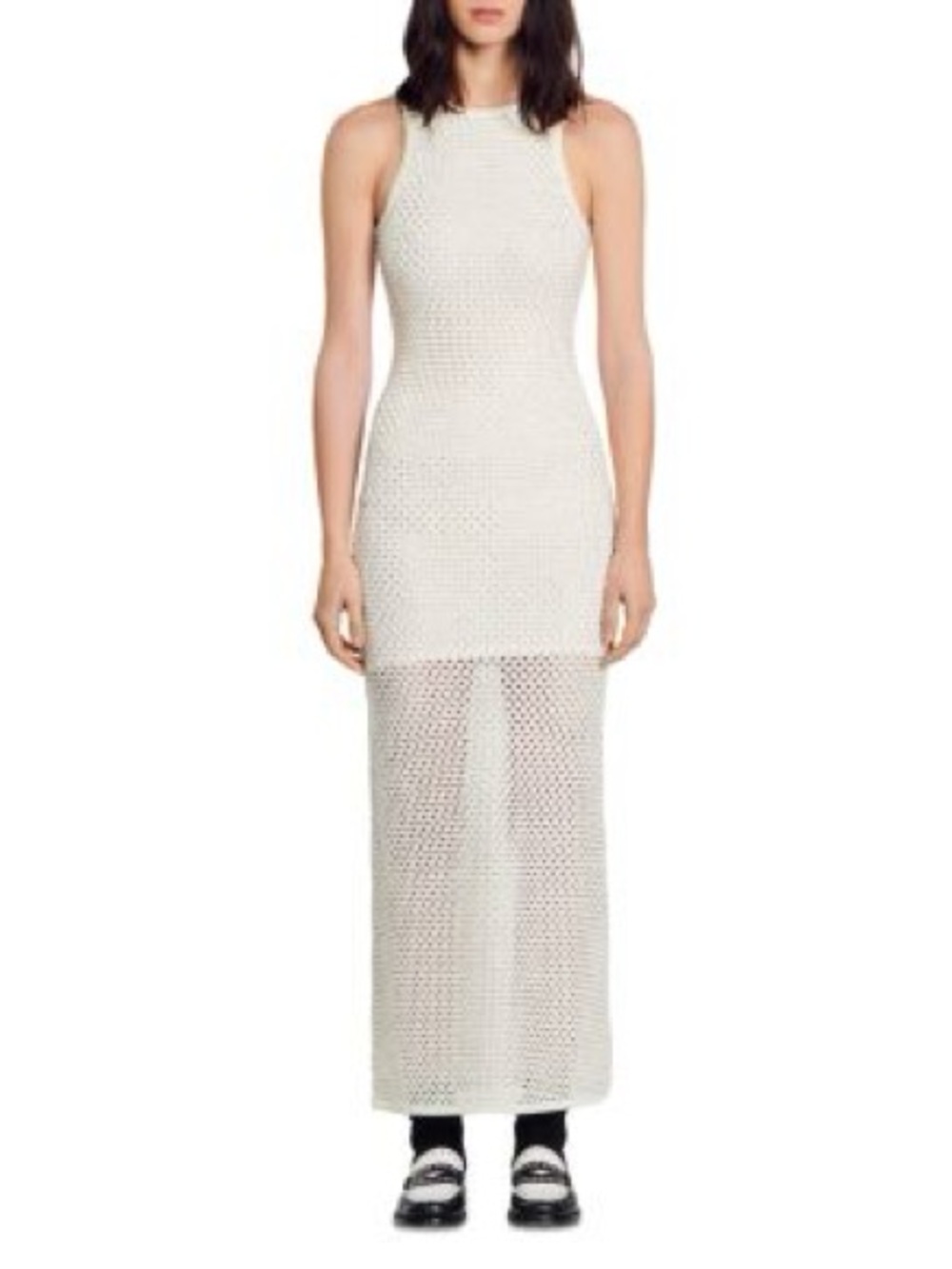 NWT Sandro Diamond Maxi Dress Ecru Size 42
